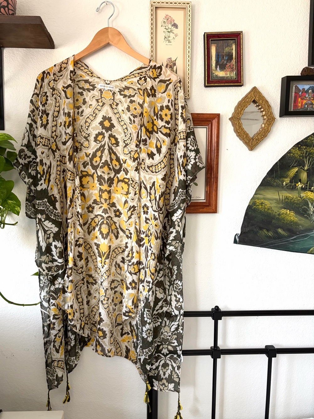 Boho Floral Kimono in Yellow & Olive